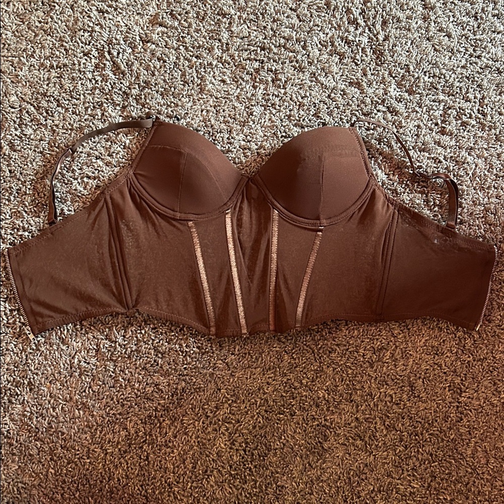 Rue21 Chocolate Brown Mesh corset top